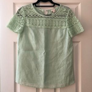J. Crew Linen and Lace Top